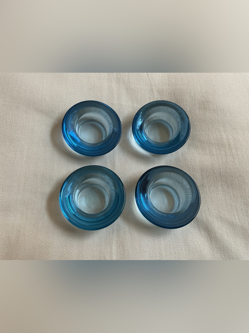 Set of 4 Blue Glass Tea Light Holders
